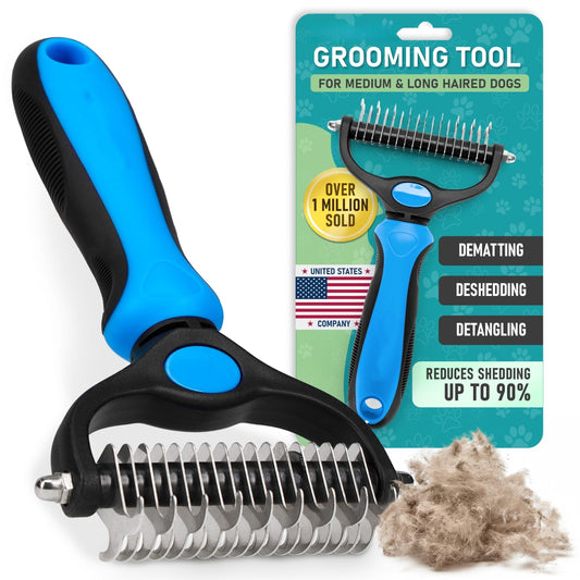 🔥Last Day 50% OFF🔥Professional Double-Sided Pet Grooming Rake ✨ Undercoat Deshedding Tool for Dogs & Cats 🐶🐱