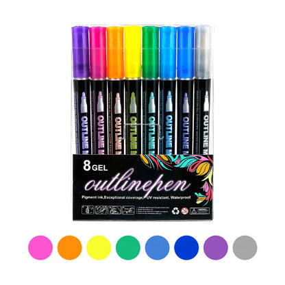 🌸 LIMITED TIME 50% OFF! ✨🎁Double Outline Glitter Coloring Pen Set