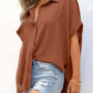 🔥2026 Summer Hot Sale 50% OFF💥Women's Tops Casual V Neck Button Down Shirts Solid Short Sleeve Blouses