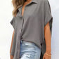 🔥2026 Summer Hot Sale 50% OFF💥Women's Tops Casual V Neck Button Down Shirts Solid Short Sleeve Blouses