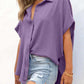 🔥2026 Summer Hot Sale 50% OFF💥Women's Tops Casual V Neck Button Down Shirts Solid Short Sleeve Blouses