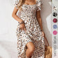 🌈2026 Summer Hot Sale 50% OFF!✨Square Neck Floral Midi Dress – Smocked Bodice, Flowy Tiered Skirt, Romantic🌸