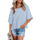 ☀️2026 HOT SALE 50% OFF💃🌸Women's Solid Color Splicing Loose Five Points Flare Sleeve T-Shirt