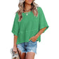 ☀️2026 HOT SALE 50% OFF💃🌸Women's Solid Color Splicing Loose Five Points Flare Sleeve T-Shirt