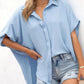 🔥2026 Summer Hot Sale 50% OFF💥Women's Tops Casual V Neck Button Down Shirts Solid Short Sleeve Blouses