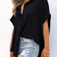 🔥2026 Summer Hot Sale 50% OFF💥Women's Tops Casual V Neck Button Down Shirts Solid Short Sleeve Blouses