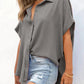 🔥2026 Summer Hot Sale 50% OFF💥Women's Tops Casual V Neck Button Down Shirts Solid Short Sleeve Blouses