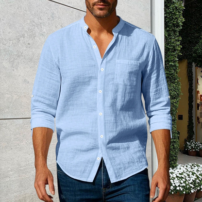 💜 LAST DAY PROMOTION - 50%OFF💜 Men's Linen Long Sleeve Stand Collar Shirt