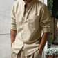 💜 LAST DAY PROMOTION - 50%OFF💜 Men's Linen Long Sleeve Stand Collar Shirt