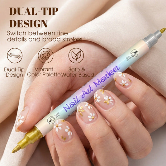 💜 LAST DAY PROMOTION - 50%OFF💜✨Dual-Tip Nail Art Marker Pen Set