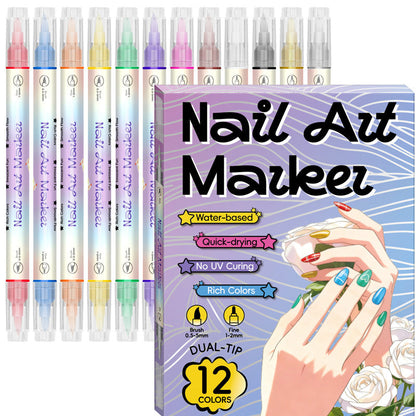 💜 LAST DAY PROMOTION - 50%OFF💜✨Dual-Tip Nail Art Marker Pen Set