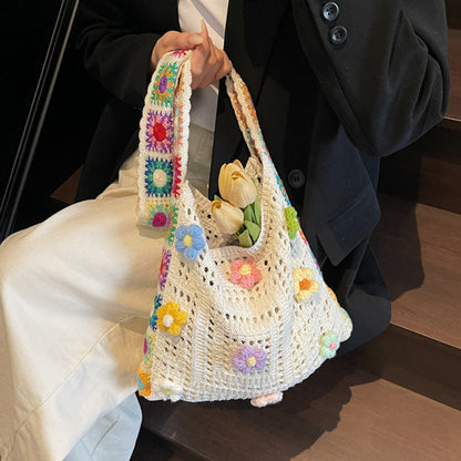🧺 Women's Crochet Ethnic Bag – Bohemian, Spacious, Versatile 🌼