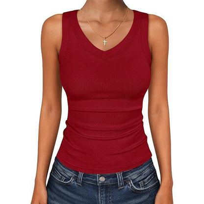 💜 LAST DAY PROMOTION - 50%OFF💜Women's V-Neck Ribbed Knit Tank Top
