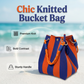 💜 LAST DAY PROMOTION - 50%OFF💜Striped Knit Bucket Bag – Handwoven, Rope Handle, Spacious 👜
