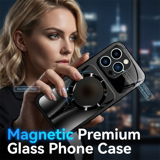 A magnetic tempered glass case designed exclusively for flagship phones—stylish and durable!