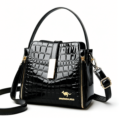 👜 LIMITED-TIME 50% OFF! ✨ Glossy Crocodile Pattern Women's Handbag – Structured, Gold Hardware, Spacious & Chic 💼