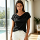 📢📢50% OFF !! ⏰Women's Cowl Neck Cap Sleeve Top