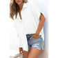 🔥2026 Summer Hot Sale 50% OFF💥Women's Tops Casual V Neck Button Down Shirts Solid Short Sleeve Blouses